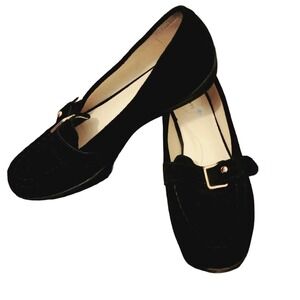 Lands End Black Suede Loafers  Size 8 Womens